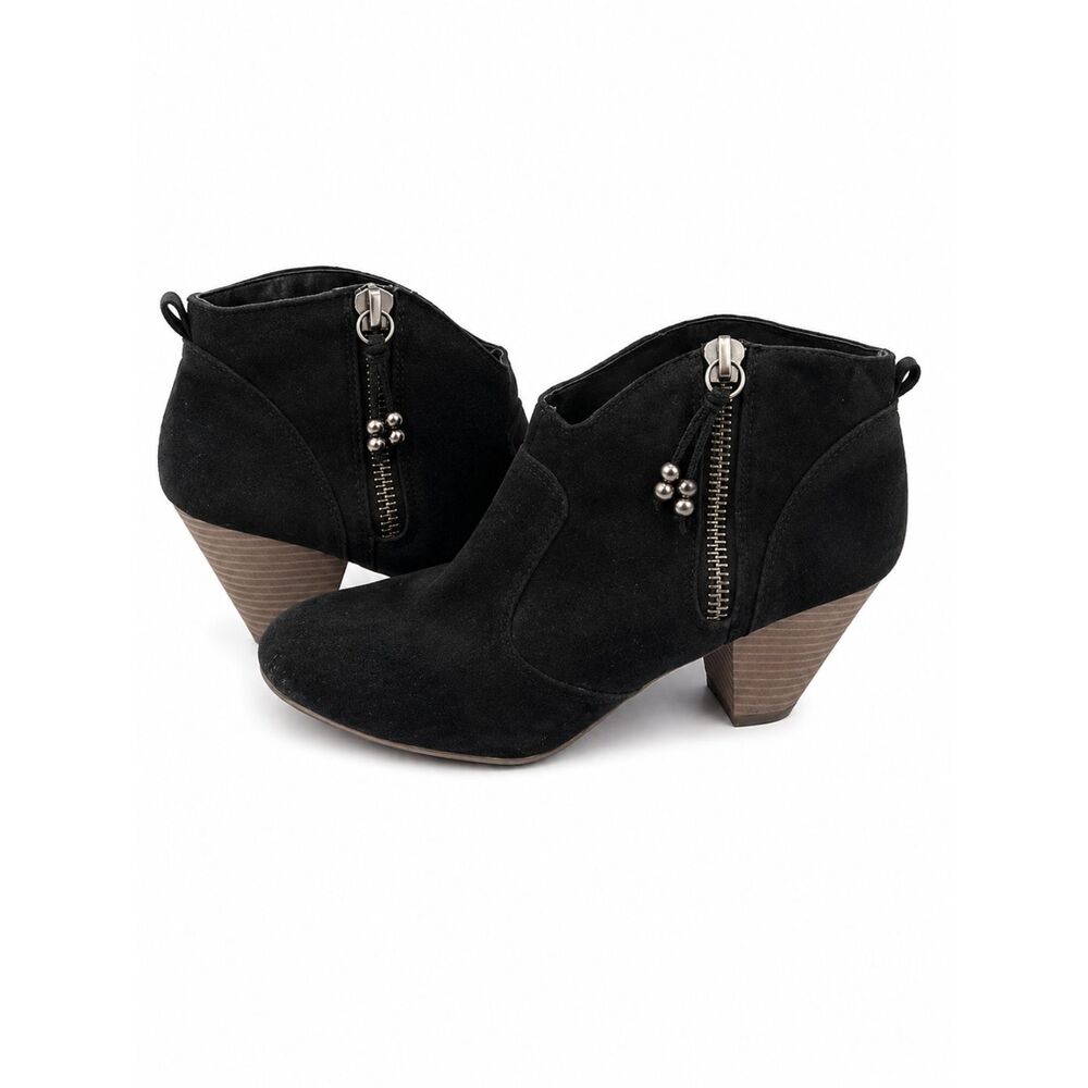 Madden Girl Payge Womens Size 9 Black Ankle Booties Zip Block Heel Boots